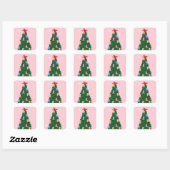 Modern Roze Cowgirl Westerne kerst Vierkante Sticker (Vel)