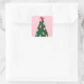 Modern Roze Cowgirl Westerne kerst Vierkante Sticker (Tas)