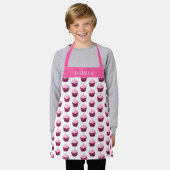 Modern roze cupcake patroon op maat schort (Gedragen)