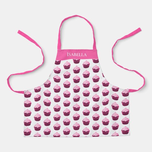 Modern roze cupcake patroon op maat schort (Voorkant)
