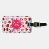 Modern roze cupcakes Girly Bagagelabel (Voorkant horizontaal)