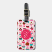 Modern roze cupcakes Girly Bagagelabel (Voorkant verticaal)