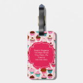 Modern roze cupcakes Girly Bagagelabel (Achterkant verticaal)