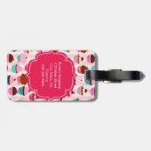 Modern roze cupcakes Girly Bagagelabel (Achterkant horizontaal)