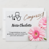 Modern roze Daisy Floral Nese Afstuderen Card (Voorkant)