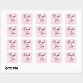 Modern Roze Dank je Script Vierkante Sticker (Vel)