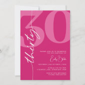 Modern Roze Dertig 30e Verjaardagsfeest Kaart (Voorkant)
