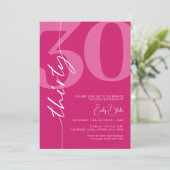 Modern Roze Dertig 30e Verjaardagsfeest Kaart (Staand voorkant)