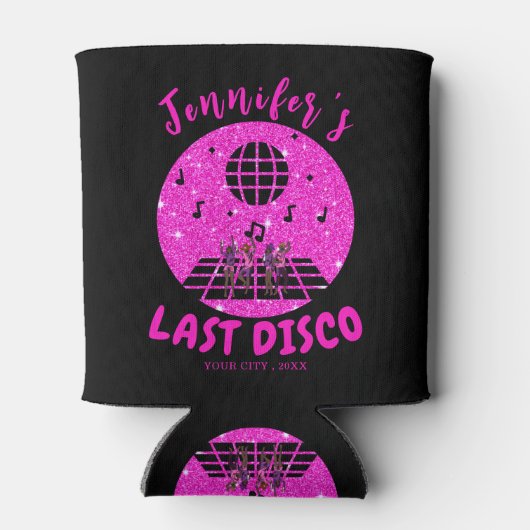 Modern & Roze Disco Bachelorette Blikjeskoeler (Achterkant)