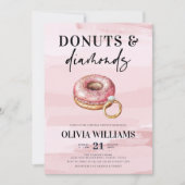 Modern Roze Donuts and Diamonds Vrijgezellenfeest Kaart (Voorkant)