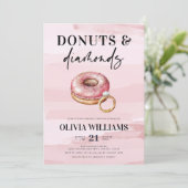 Modern Roze Donuts and Diamonds Vrijgezellenfeest Kaart (Staand voorkant)