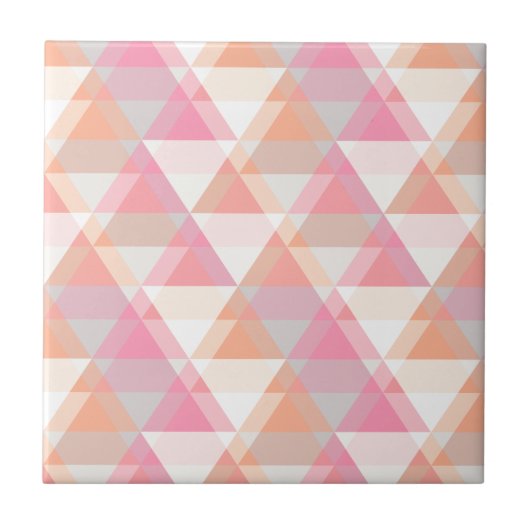 Modern Roze Driehoek Patroon Tegeltje (Voorkant)