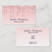 Modern Roze Dripping Glitter Fancy Elegant Visitekaartje (Voorkant / Achterkant)