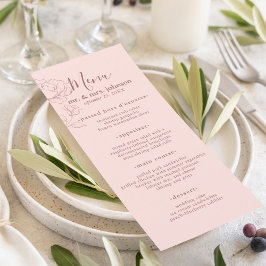 Modern Roze Elegant Floral Menu