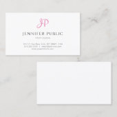 Modern Roze Elegant Monogram Slank Ontwerp Trendy Visitekaartje (Voorkant / Achterkant)