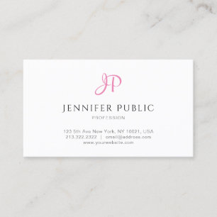 Modern Roze Elegant Monogram Slank Ontwerp Trendy Visitekaartje