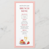 Modern Roze Elegante Eenvoudige Moederdag Brunch Menu (Voorkant)