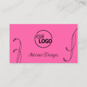 Modern Roze en Black Ornamental met  Logo Visitekaartje (Voorkant)
