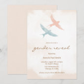 Modern Roze en Blauw eenvoudige vogels geslacht on Kaart (Voorkant / Achterkant)