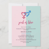 Modern roze en blauw geslacht onthullen partij kaart (Voorkant)