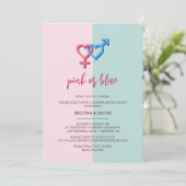 Modern roze en blauw geslacht onthullen partij kaart (Staand voorkant)