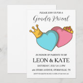 Modern roze en blauw geslacht onthullen uitnodigin kaart (Voorkant / Achterkant)