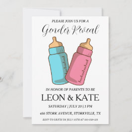 Modern roze en blauw geslacht onthullen uitnodigin kaart