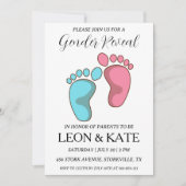 Modern roze en blauw geslacht onthullen uitnodigin kaart (Voorkant)