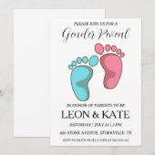 Modern roze en blauw geslacht onthullen uitnodigin kaart (Voorkant / Achterkant)