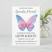 Modern roze en blauw geslacht onthullen uitnodigin kaart (Staand voorkant)