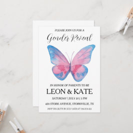 Modern roze en blauw geslacht onthullen uitnodigin kaart