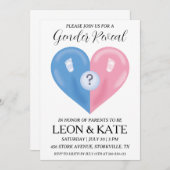 Modern roze en blauw geslacht onthullen uitnodigin kaart (Voorkant / Achterkant)