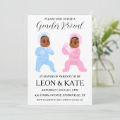 Modern roze en blauw geslacht onthullen uitnodigin kaart (Staand voorkant)