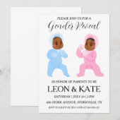 Modern roze en blauw geslacht onthullen uitnodigin kaart (Voorkant / Achterkant)