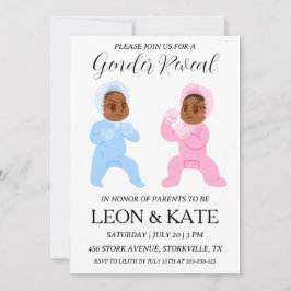 Modern roze en blauw geslacht onthullen uitnodigin kaart