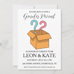 Modern roze en blauw geslacht onthullen uitnodigin kaart