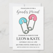 Modern roze en blauw geslacht onthullen uitnodigin