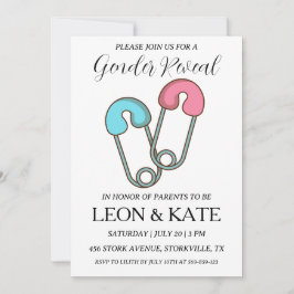 Modern roze en blauw geslacht onthullen uitnodigin kaart