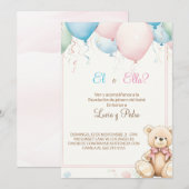 Modern Roze en Blauw Spaans Geslacht Onthullen Kaart (Voorkant / Achterkant)