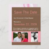 Modern roze en bruin slaan de datum op aankondigingskaart (Voorkant / Achterkant)