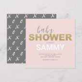 Modern Roze en Faux Gold Baby shower (Voorkant / Achterkant)
