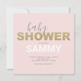 Modern Roze en Faux Gold Baby shower