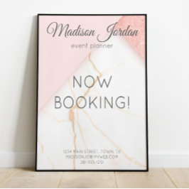 Modern Roze en Gold Marble Business Poster