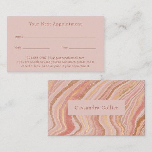 Modern roze en goud Abstract Elegant Afsprakenkaartje (Voorkant / Achterkant)
