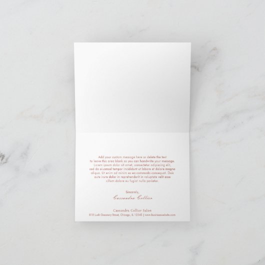 Modern roze en goud Abstract Elegant Bedankkaart (Binnen)