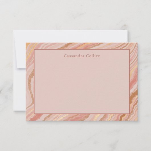 Modern roze en goud Abstract Elegant Notitiekaartje (Voorkant)