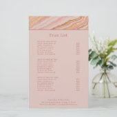 Modern Roze en Goud Abstract Elegante prijslijst (Staand voorkant)