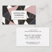 Modern roze en goud geometrisch kleurenblok mozaïe visitekaartje (Voorkant / Achterkant)