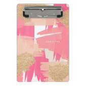 Modern Roze en Goud Glitter Abstract Mini Klembord (Voorkant)