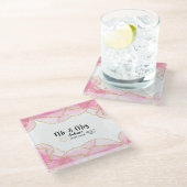 Modern roze en goud meneer en mevrouw. glazen onderzetter (Schuin)